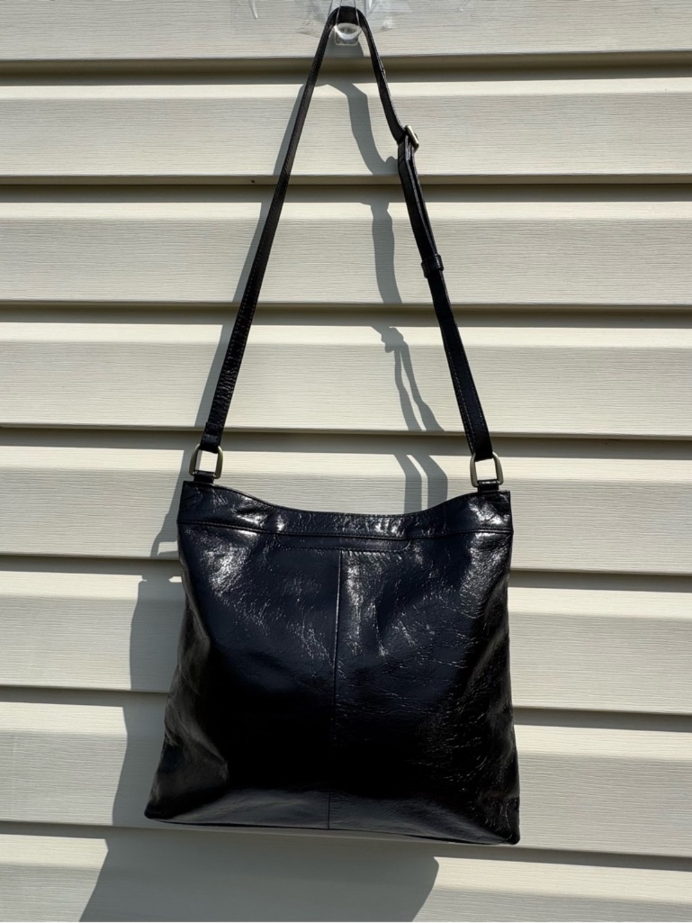 HOBO Cambel Black Leather Crossbody Bag Zip Top Slouchy Shoulder Purse - Picture 3 of 14